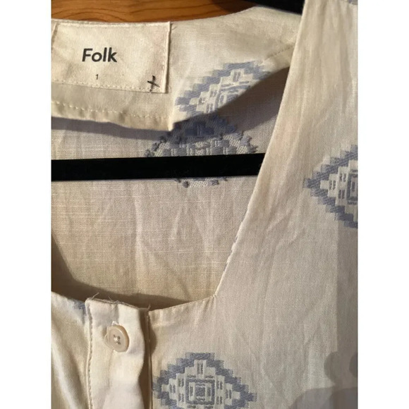 FOLK CLOTHING . COM 100% organic cotton sustainable prairie midi cottagecore XS - Picture 2 of 11